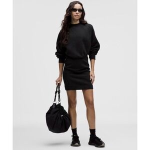 Lululemon Scuba Long Sleeve Athletic Sweatshirt Dress Black Raglan Tunic Size 4